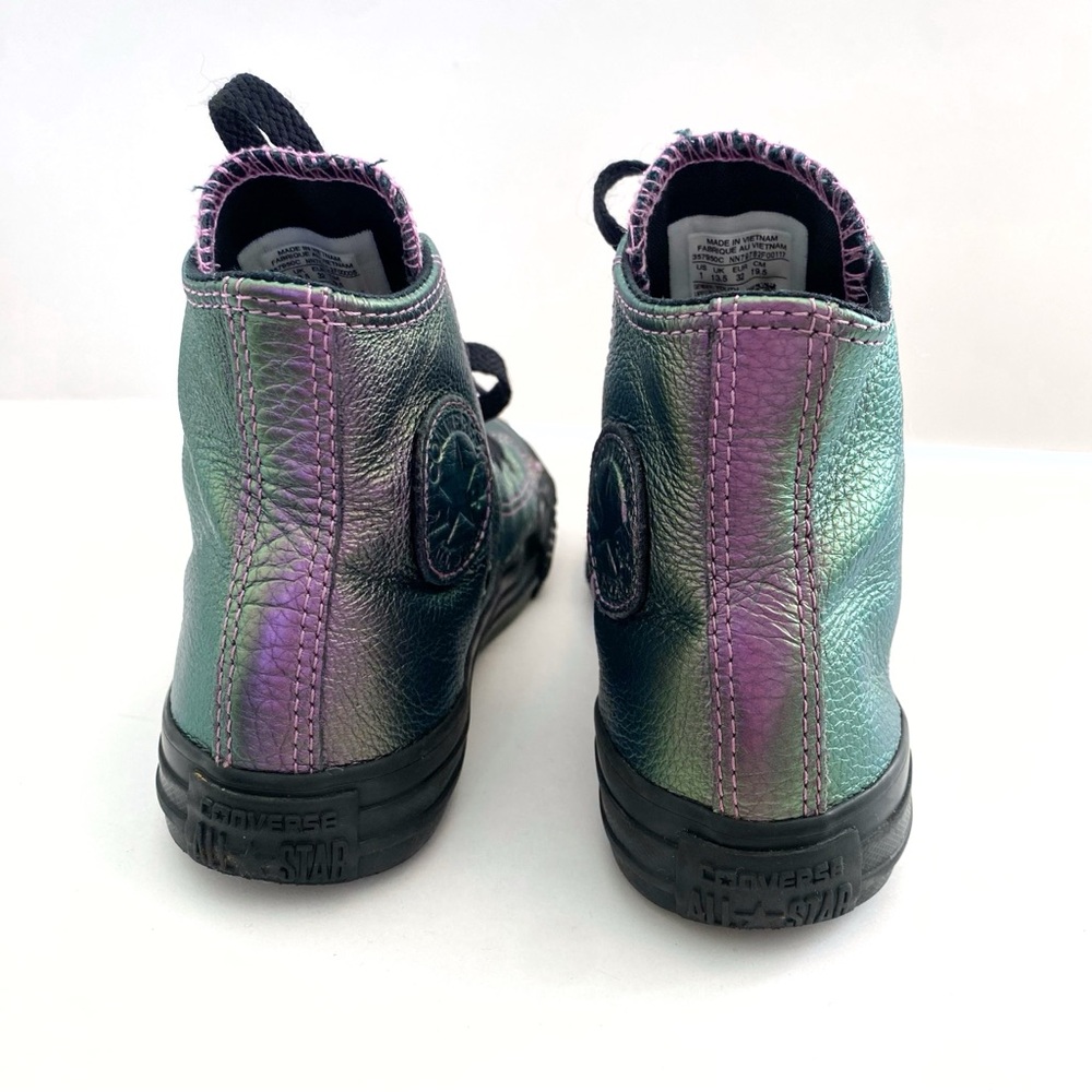 CONVERSE CHUCK TAYLOR ALL STAR PURPLE BLACK IRIDESCENT LEATHER HIGH TOP SHOES - Picture 3 of 11